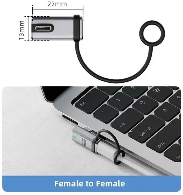 Alt view image 5 of 7 - xiwai USB5.0 80Gbps Male to Female Low Profile Left Right Angled 90 Degree USB C Extension Adapter with Strap Tether Lanyard Keychain 240W 16K 8K 5K Compatible with USB4.0 Thunderbolt3/4/5