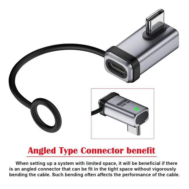 Alt view image 7 of 7 - xiwai USB5.0 80Gbps Male to Female Low Profile Left Right Angled 90 Degree USB C Extension Adapter with Strap Tether Lanyard Keychain 240W 16K 8K 5K Compatible with USB4.0 Thunderbolt3/4/5