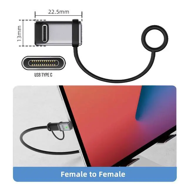 Alt view image 6 of 7 - xiwai 90 Degree Up Down Angled USB5.0 80Gbps Male to Female USB C Extension Adapter with Strap Tether Lanyard Keychain 240W 16K 8K 5K Compatible with USB4.0 Thunderbolt3/4/5