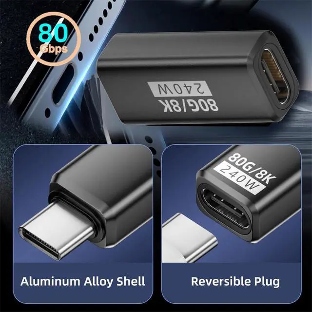 Alt view image 5 of 7 - xiwai USB5.0 80Gbps 240W Extension Adapter Type C Female to Female with 16K 8K 5K Compatible with USB4.0 Thunderbolt3/4/5