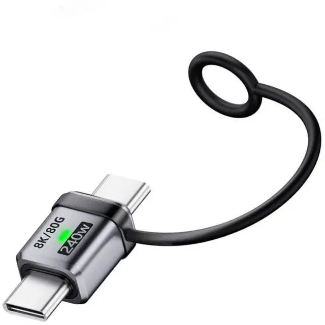 Main image of xiwai USB5.0 80Gbps Male to Male Straight USB C Extension Adapter with Strap Tether Lanyard Keychain 240W 16K 8K 5K Compatible with USB4.0 Thunderbolt3/4/5