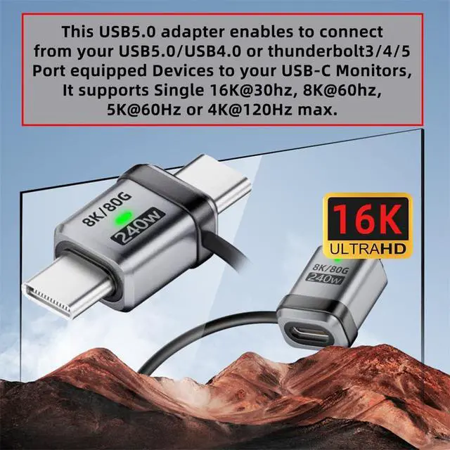 Alt view image 3 of 7 - xiwai USB5.0 80Gbps Male to Male Straight USB C Extension Adapter with Strap Tether Lanyard Keychain 240W 16K 8K 5K Compatible with USB4.0 Thunderbolt3/4/5
