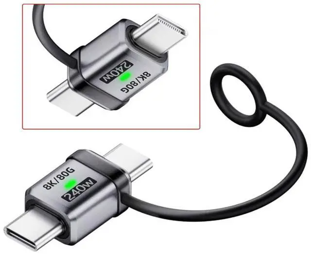Alt view image 6 of 7 - xiwai USB5.0 80Gbps Male to Male Straight USB C Extension Adapter with Strap Tether Lanyard Keychain 240W 16K 8K 5K Compatible with USB4.0 Thunderbolt3/4/5