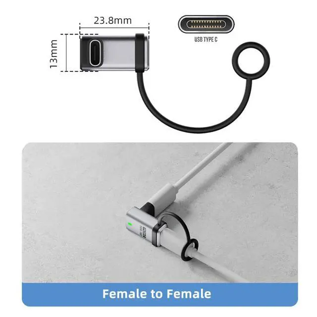 Alt view image 6 of 7 - xiwai 90 Degree Angled USB5.0 80Gbps Female to Female USB C Extension Adapter with Strap Tether Lanyard Keychain 240W 16K 8K 5K Compatible with USB4.0 Thunderbolt3/4/5