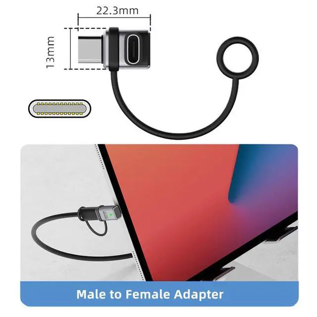 Alt view image 6 of 7 - xiwai USB5.0 80Gbps Male to Female Low Profile Down Up Angled 90 Degree USB C Extension Adapter with Strap Tether Lanyard Keychain 240W 16K 8K 5K Compatible with USB4.0 Thunderbolt3/4/5