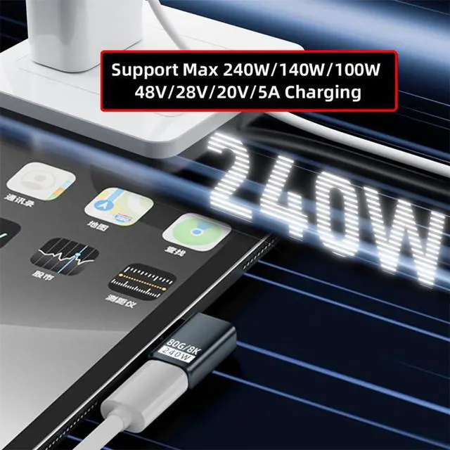 Alt view image 6 of 7 - xiwai USB5.0 Extension Adapter 80Gbps Male to Female Left Right Angled with 240W 16K 8K 5K Compatible with USB4.0 Thunderbolt3/4/5