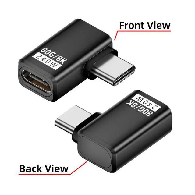 Alt view image 2 of 7 - xiwai USB5.0 Extension Adapter 80Gbps Male to Female Left Right Angled with 240W 16K 8K 5K Compatible with USB4.0 Thunderbolt3/4/5