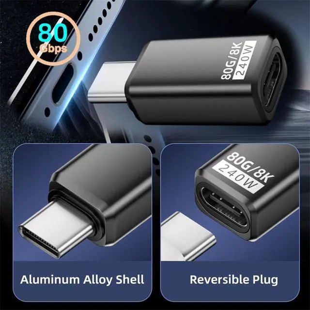 Alt view image 5 of 7 - xiwai USB5.0 Extension Adapter 80Gbps Male to Female with 240W 16K 8K 5K Compatible with USB4.0 Thunderbolt3/4/5