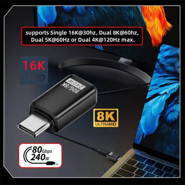 Alt view image 7 of 7 - xiwai USB5.0 Extension Adapter 80Gbps Male to Female with 240W 16K 8K 5K Compatible with USB4.0 Thunderbolt3/4/5