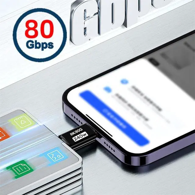 Alt view image 7 of 7 - Xiwai USB5.0 80Gbps Male to Male High Speed Data USB-C Extension Adapter with 240W 16K 8K 5K Compatible with USB4.0 Thunderbolt3/4/5