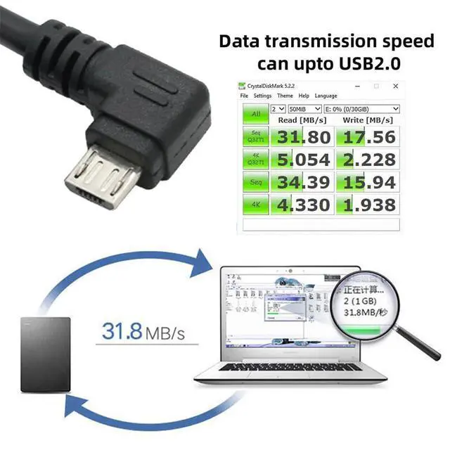 Alt view image 5 of 7 - JSER Right Angled 90 Degree Micro USB 2.0 Type 5Pin to USB 2.0 Type-A Data Charge Cable 480Mbps Data for Phone Tablet Computer Camera (10cm)
