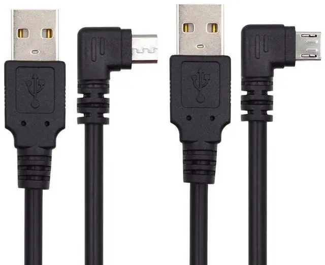 Alt view image 3 of 7 - USB 2.0 Type-A to 5V Micro USB 5Pin Power Charge Data Cable Left Right Angled for Phone Tablet Camera 150cm