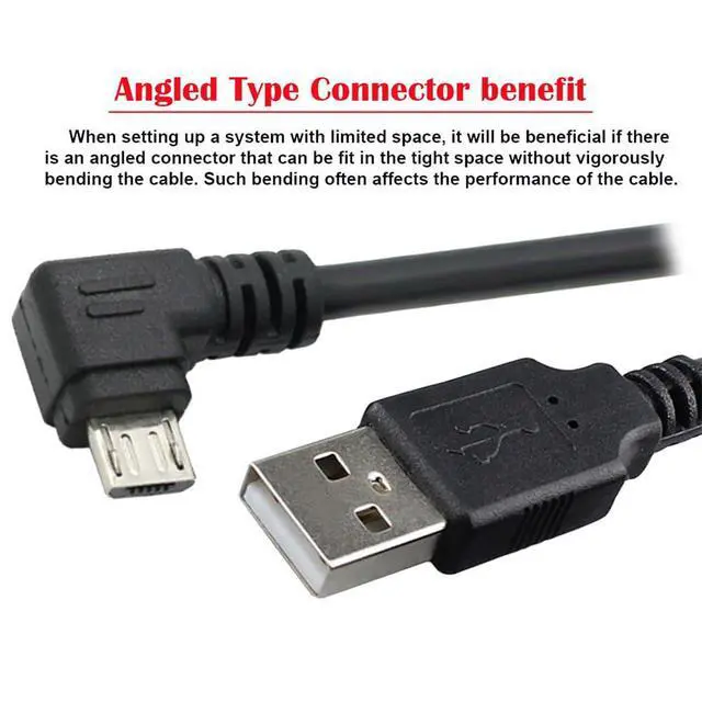 Alt view image 2 of 7 - JSER Left & Right Angled 90 Degree Micro USB 2.0 Type 5Pin to USB 2.0 Type-A Data Charge Cable 480Mbps Data for Phone Tablet Computer Camera 2 Pack (100cm)
