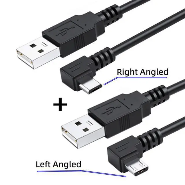 Alt view image 2 of 7 - USB 2.0 Type-A to 5V Micro USB 5Pin Power Charge Data Cable Left Right Angled for Phone Tablet Camera 150cm