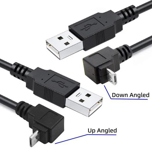Alt view image 2 of 7 - JSER UP & Down Angled 90 Degree Micro USB 2.0 Type 5Pin to USB 2.0 Type-A Data Charge Cable 480Mbps Data for Phone Tablet Computer Camera 2 Pack (25cm)