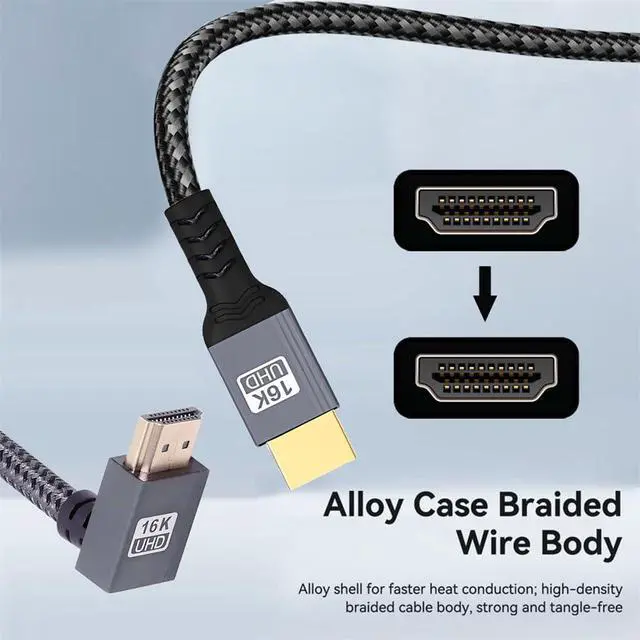 Alt view image 3 of 7 - xiwai Up Angled 16K 8K UHD HDMI 2.2 Version 96Gbps Cable 0.5M Type-A Male to HDMI Male HDTV 90 Degree for HDTV Desktop Laptop Monitor