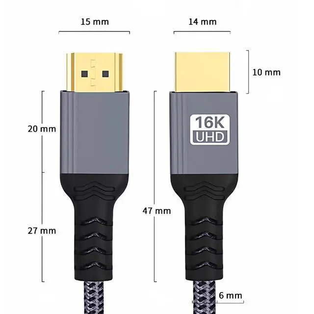 Alt view image 2 of 7 - xiwai 16K 8K UHD HDMI 2.2 Version Cable 100cm/3.3ft Braided Nylon Type-A Male to HDMI Male HDTV Cord for HDTV Desktop Laptop Monitor