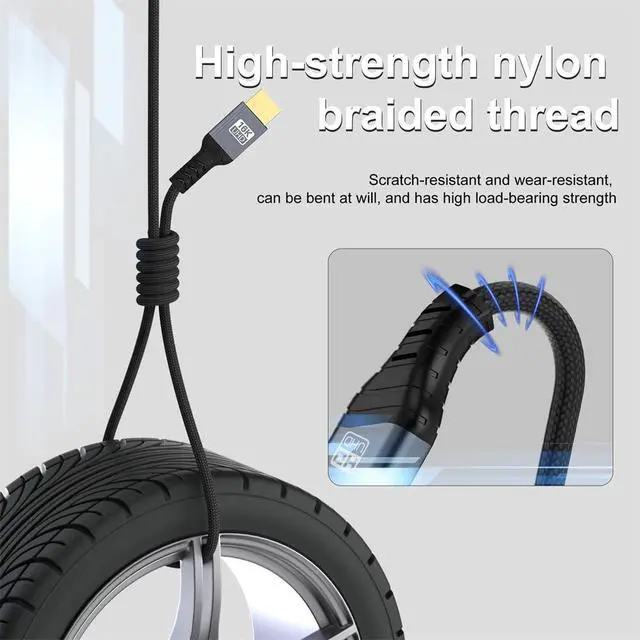 Alt view image 7 of 7 - xiwai 16K 8K UHD HDMI 2.2 Version Cable 100cm/3.3ft Braided Nylon Type-A Male to HDMI Male HDTV Cord for HDTV Desktop Laptop Monitor
