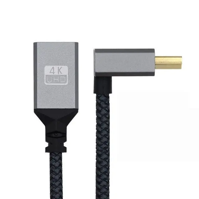 Alt view image 2 of 7 - xiwai HDMI Extension Cord Type A 4K 60hz 3D HDTV HDMI Extender 0.5FT Male to Female Cable 1.4 Metal Shell Down Angled