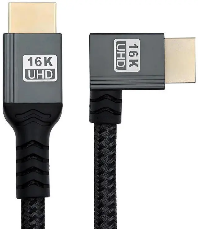 Main image of xiwai Right Angled 16K 8K UHD HDMI 2.2 Version 96Gbps Cable 2M Type-A Male to HDMI Male HDTV 90 Degree for HDTV Desktop Laptop Monitor