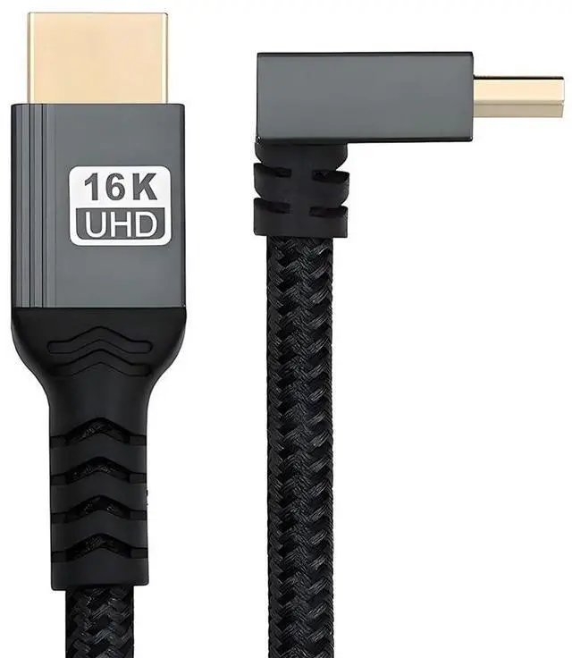 Main image of xiwai Down Angled 16K 8K UHD HDMI 2.2 Version 96Gbps Cable 2M Type-A Male to HDMI Male HDTV 90 Degree for HDTV Desktop Laptop Monitor