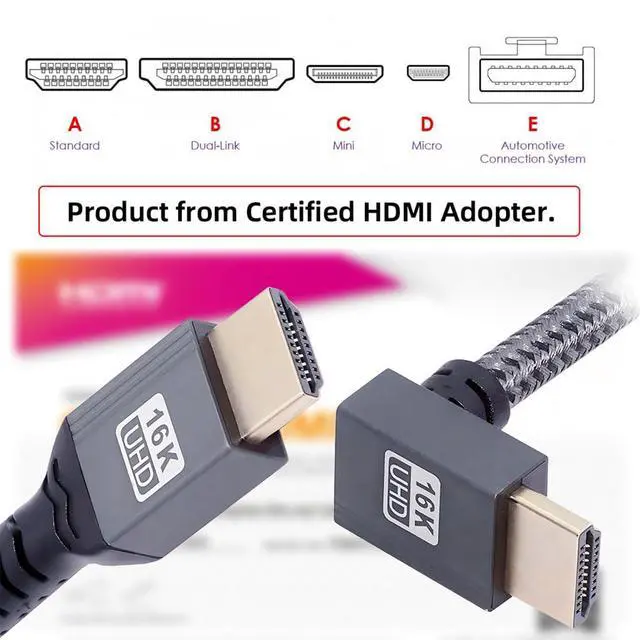 Alt view image 2 of 7 - xiwai Down Angled 16K 8K UHD HDMI 2.2 Version 96Gbps Cable 1M Type-A Male to HDMI Male HDTV 90 Degree for HDTV Desktop Laptop Monitor