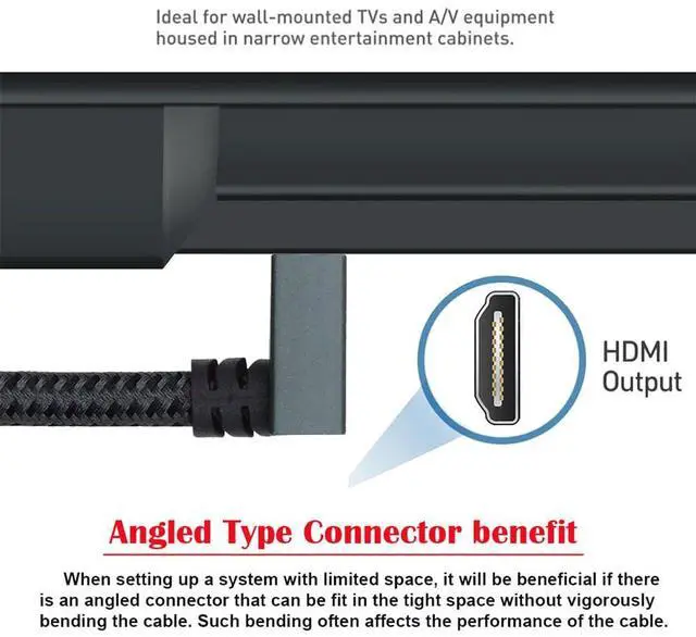 Alt view image 6 of 7 - xiwai Up Angled 16K 8K UHD HDMI 2.2 Version 96Gbps Cable 2M Type-A Male to HDMI Male HDTV 90 Degree for HDTV Desktop Laptop Monitor