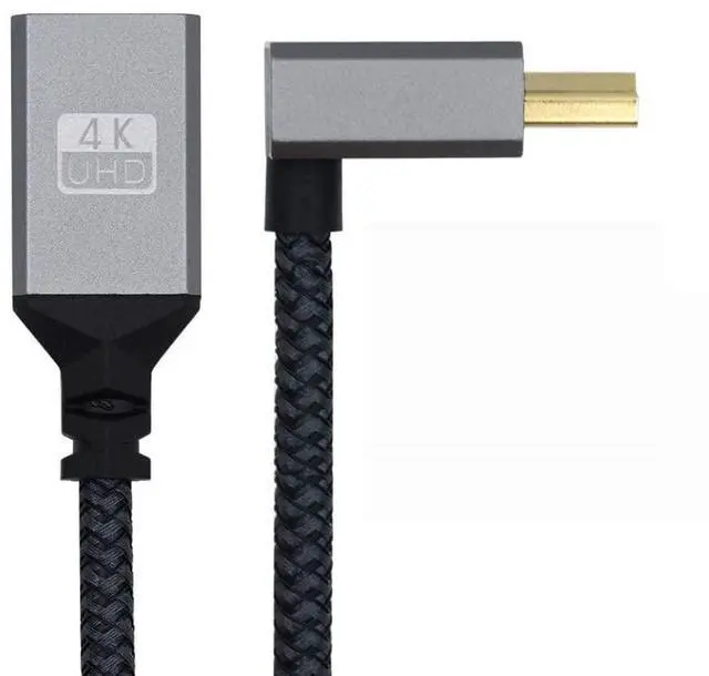 Alt view image 2 of 7 - xiwai HDMI Extension Cord Type A 4K 60hz 3D HDTV HDMI Extender 0.5FT Male to Female Cable 1.4 Metal Shell Up Angled