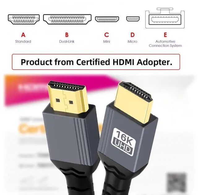 Alt view image 3 of 7 - xiwai 16K 8K UHD HDMI 2.2 Version Cable 50cm/1.6ft Braided Nylon Type-A Male to HDMI Male HDTV Cord for HDTV Desktop Laptop Monitor