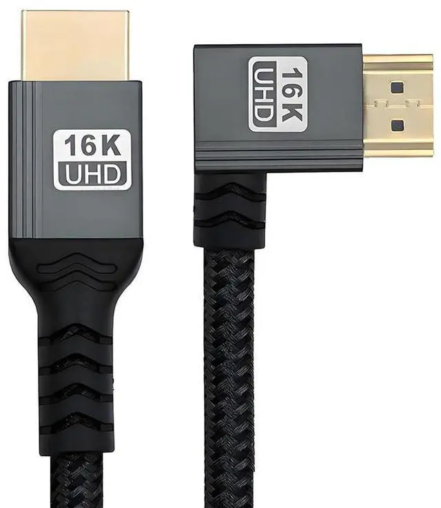 Main image of xiwai Left Angled 16K 8K UHD HDMI 2.2 Version 96Gbps Cable 2M Type-A Male to HDMI Male HDTV 90 Degree for HDTV Desktop Laptop Monitor