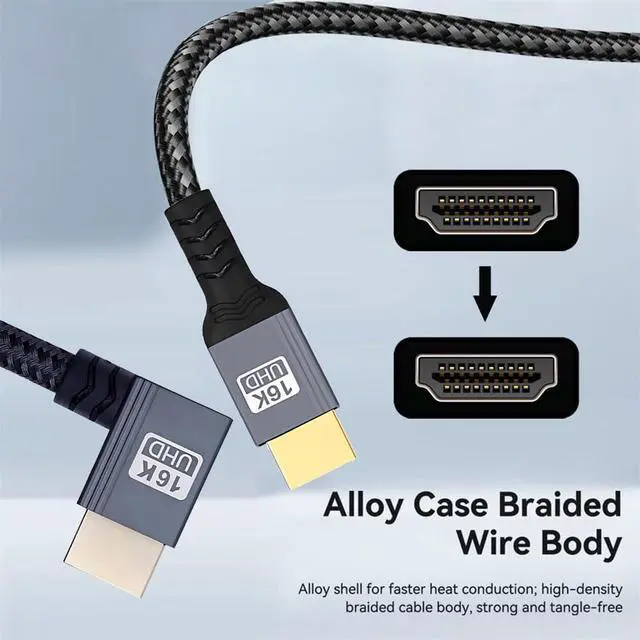 Alt view image 7 of 7 - xiwai Right Angled 16K 8K UHD HDMI 2.2 Version 96Gbps Cable 1M Type-A Male to HDMI Male HDTV 90 Degree for HDTV Desktop Laptop Monitor