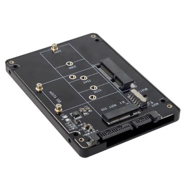 Alt view image 2 of 7 - xiwai Combo M.2 NGFF B-Key & mSATA SSD to SATA 3.0 Adapter Converter Case Enclosure with Switch