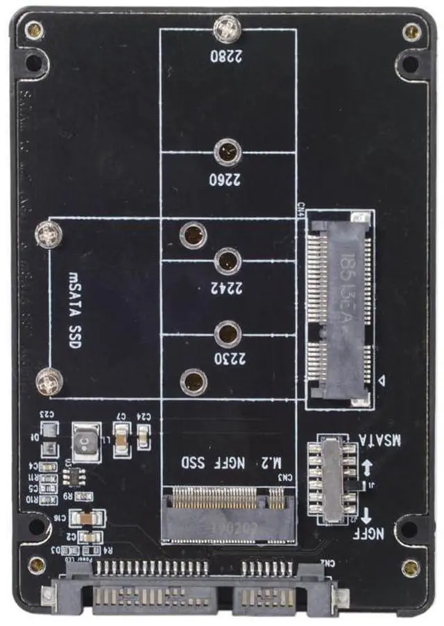 Main image of xiwai Combo M.2 NGFF B-Key & mSATA SSD to SATA 3.0 Adapter Converter Case Enclosure with Switch