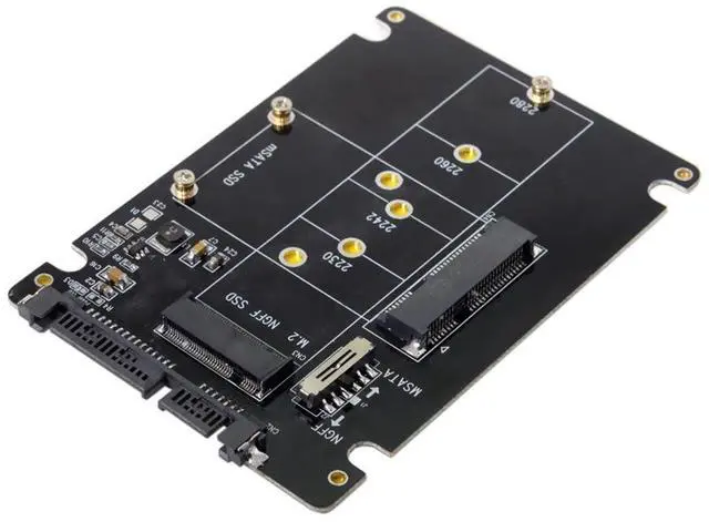 Alt view image 7 of 7 - xiwai Combo M.2 NGFF B-Key & mSATA SSD to SATA 3.0 Adapter Converter Case Enclosure with Switch