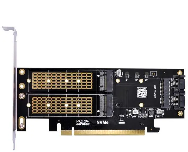 Main image of xiwai PCI Express PCI-E 3.0 & Dual SATA to NGFF NVME MSATA M-Key B/M-Key SSD Card Adapter 3in1
