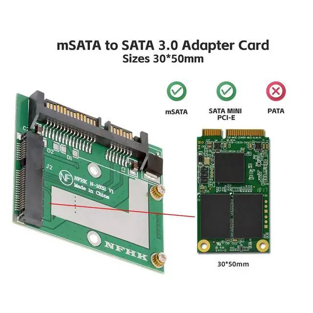 Alt view image 6 of 7 - xiwai 50Pin mSATA 3050 SSD Low Profile 5x3cm to 2.5" SATA 3.0 22Pin Disk Adapter Converter 6Gbps PCBA