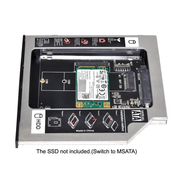 Alt view image 5 of 6 - xiwai MSATA NGFF B/M-Key SSD to Slimline SATA 13Pin Caddy Case for 9.5mm Universal Laptop CD/DVD-ROM Optical Bay
