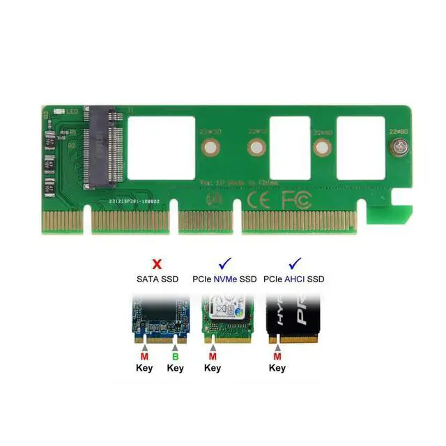Alt view image 4 of 7 - xiwai NVME AHCI SSD NGFF M-Key to PCI-E 3.0 16x x4 Adapter for XP941 SM951 PM951 A110 m6e 960 EVO SSD