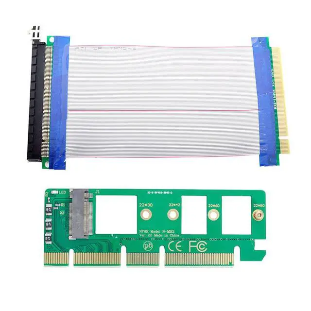 Alt view image 2 of 7 - xiwai NGFF M-Key NVME AHCI SSD to PCI-E 3.0 16x x16 Vertical Adapter with Cable Male to Female Extension