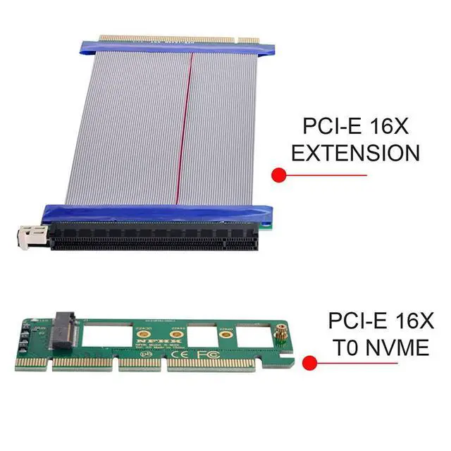 Alt view image 7 of 7 - xiwai NGFF M-Key NVME AHCI SSD to PCI-E 3.0 16x x16 Vertical Adapter with Cable Male to Female Extension