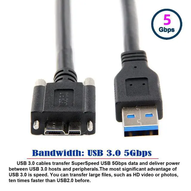 Alt view image 2 of 7 - Chenyang 15ft 5m USB 3.0 A Type Cable Male to Micro USB 3.0 B Male with Mount Panel Screws for Camera Disk