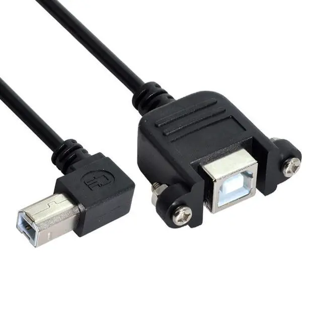 Alt view image 2 of 7 - chenyang USB 2.0 Type B Male to Type B Female Extension Cable with Screws for Panel Mount 50cm 90 Degree Left Angled