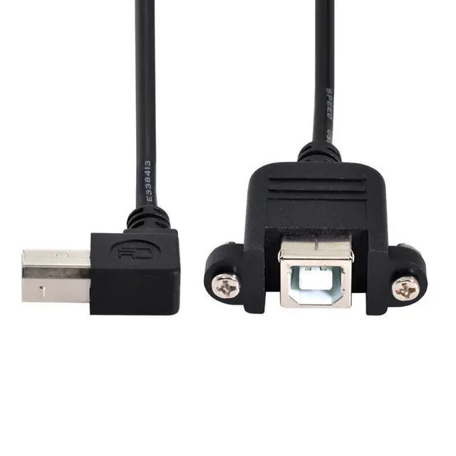 Alt view image 3 of 7 - chenyang USB 2.0 Type B Male to Type B Female Extension Cable with Screws for Panel Mount 50cm 90 Degree Left Angled