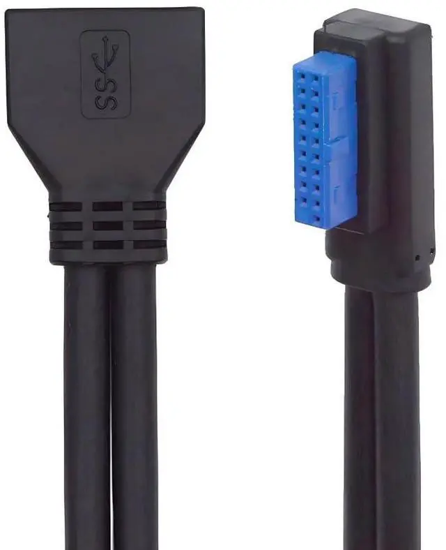 Main image of xiwai Low Profile Right Angled USB 3.0 5Gbps 20Pin 19Pin Male to Female Extension Cable for Motherboard Mainboard 24cm