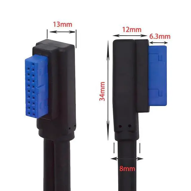 Alt view image 3 of 7 - xiwai Low Profile Right Angled USB 3.0 5Gbps 20Pin 19Pin Male to Female Extension Cable for Motherboard Mainboard 24cm