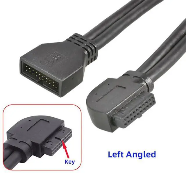 Alt view image 3 of 7 - xiwai Left Angled 90 Degree USB 3.0 20Pin 19Pin Male to Female Extension Cable 5Gbps for Motherboard Mainboard