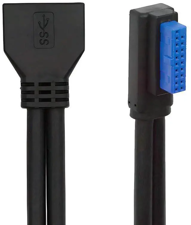 Main image of xiwai Low Profile Left Angled USB 3.0 5Gbps 20Pin 19Pin Male to Female Extension Cable for Motherboard Mainboard 24cm