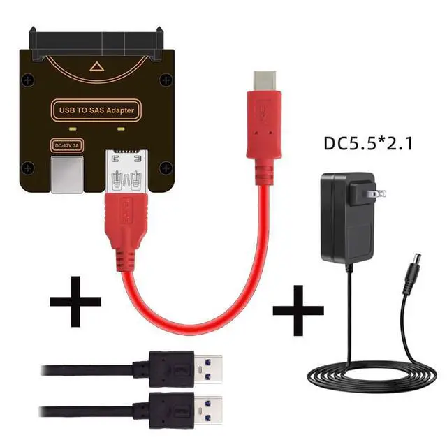 Alt view image 5 of 7 - Xiwai SAS SFF-8482 29Pin to USB Type-C & Type-A 5Gbps Raid Adapter Hard Disk Drive with Chipset and Power Port (Need 12V/3A Power Supply)