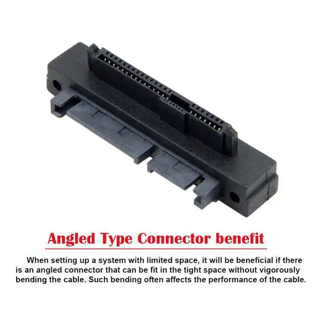Alt view image 3 of 7 - Xiwai Right Angled SFF-8482 Connector 90 Degree SAS 22 Pin to 7 Pin + 15 Pin SATA Hard Disk Drive Raid Adapter