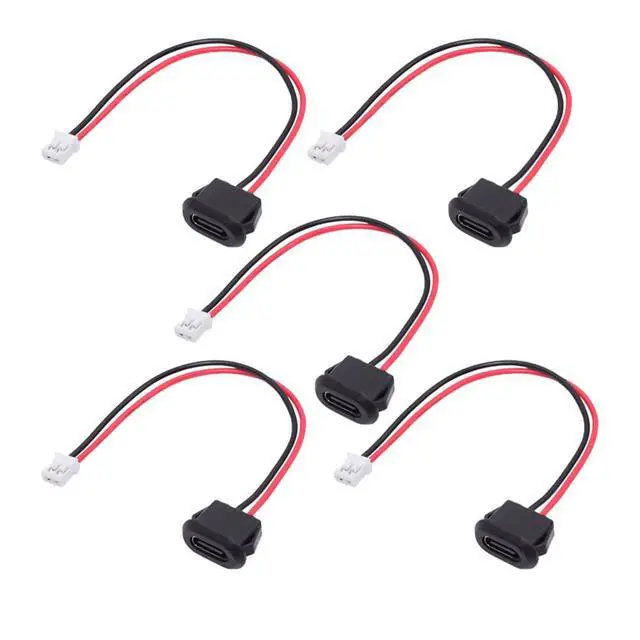 Alt view image 7 of 7 - xiwai 5pcs/Set DIY OEM Type C Female Socket to 2Pin Header Cable Type-C to 2P Waterproof Terminal Wire with Pitch=2.0mm Latch Mount Type USB C Pigtail DC 5V Extension Power Cable